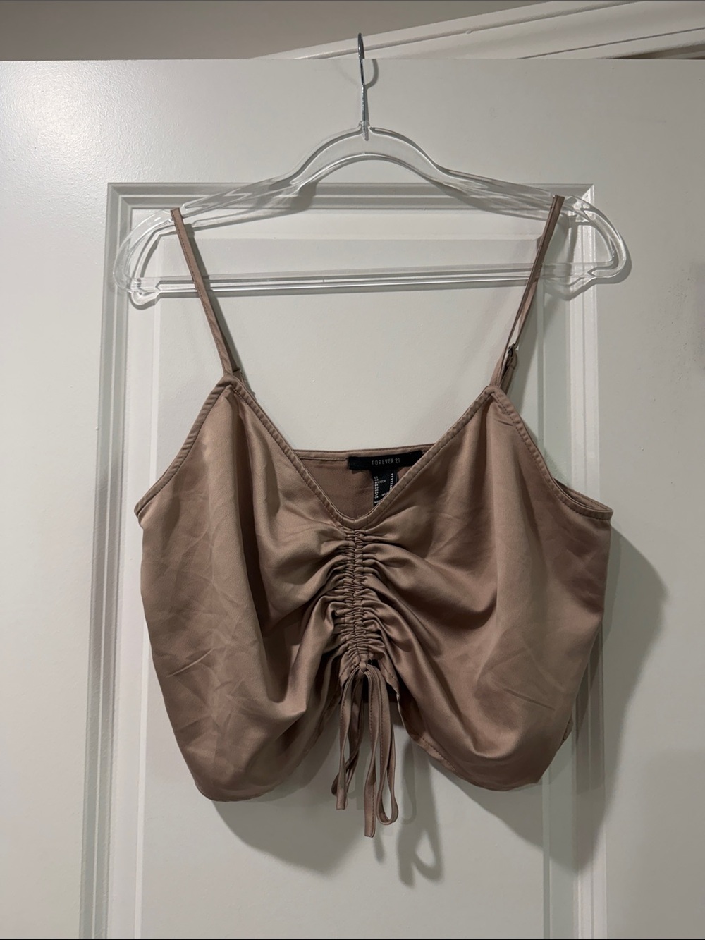 Forever 21 Taupe Ruched Drawstring Cami